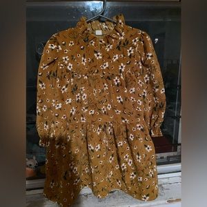 corduroy  dress with  flower print.